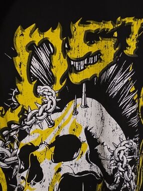 Men's Short Sleeve Graphic Tee - Black & Yellow Skull Design